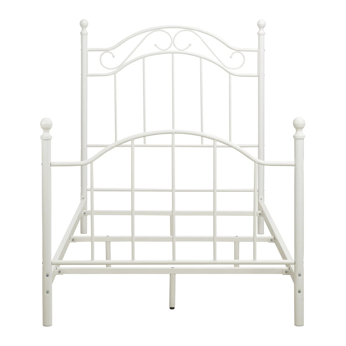 White Twin Size Metal Bed M8766