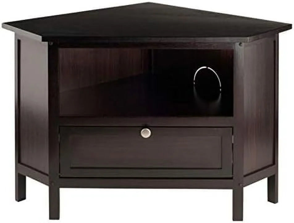 Espresso Corner TV Media Stand with Open Shelf F7415