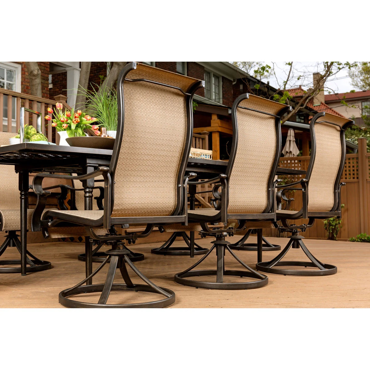 7-Piece Dining Set with Expandable Table and 6 Swivel Rockers H873