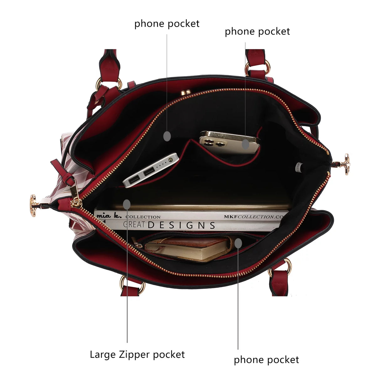 Plaid Vegan Leather Satchel Bag U44577