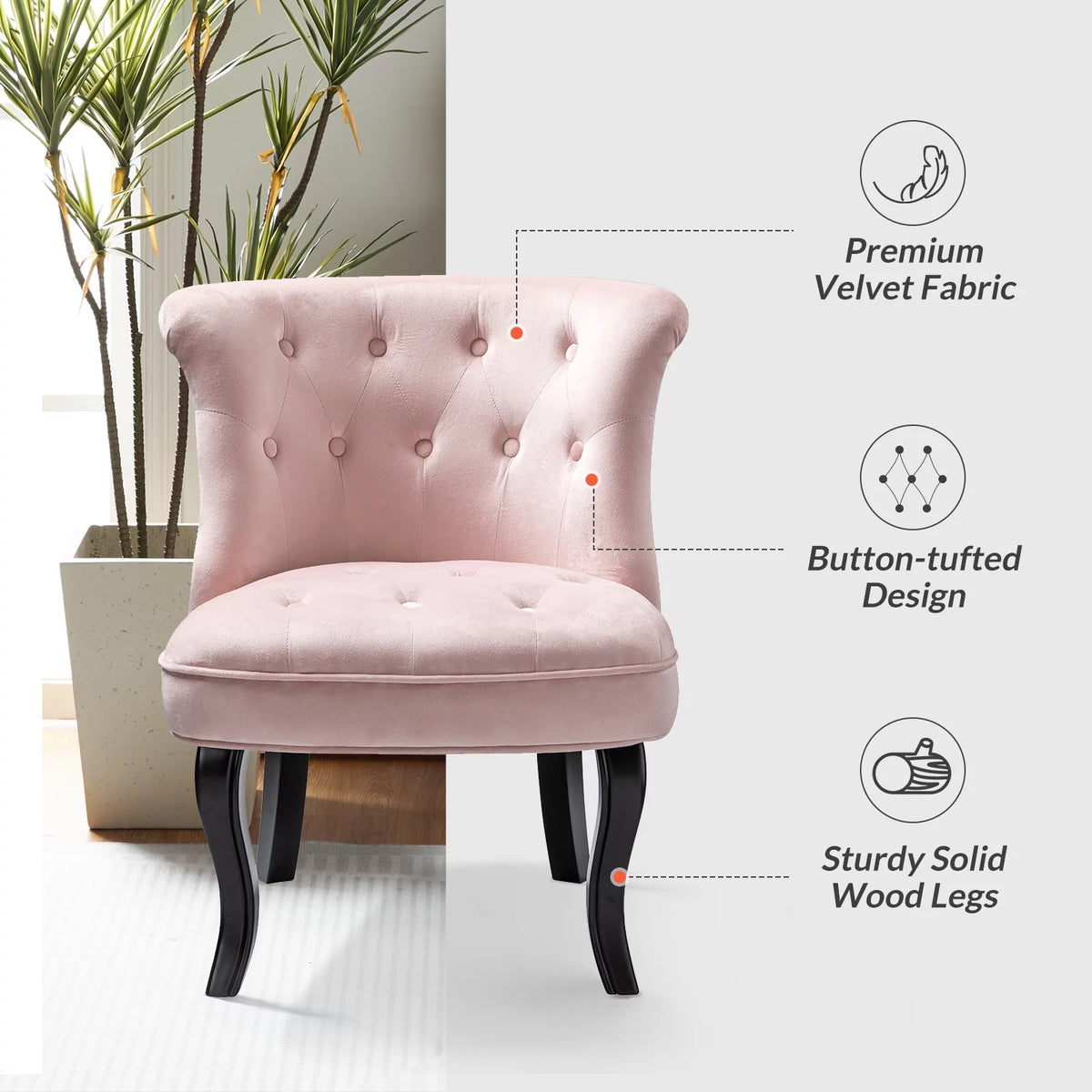 Velvet Tufted Wingback Chair Set of 2 Z481