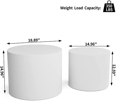 Nesting Coffee Table Set of 2 White Round Wood U7564
