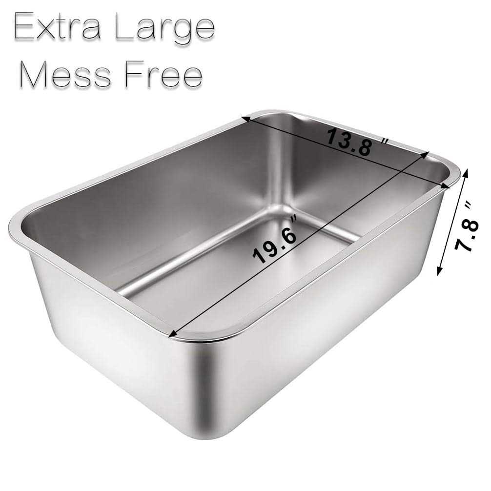 Stainless Steel Litter Box with High Sides and Non Slip Rubber Feet E5020