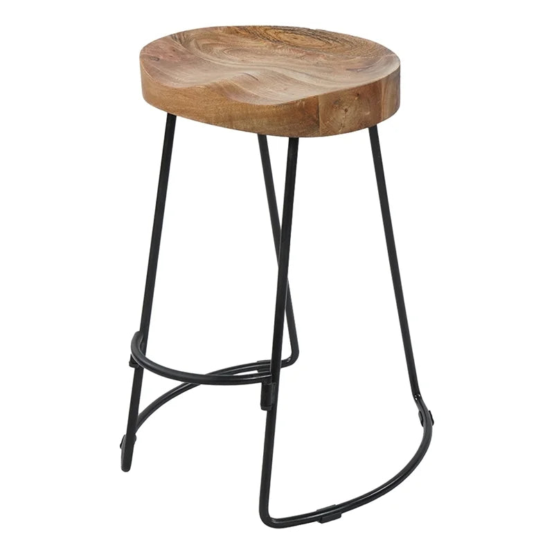 30" Mango Wood & Iron Barstool Set of 3 Y55982