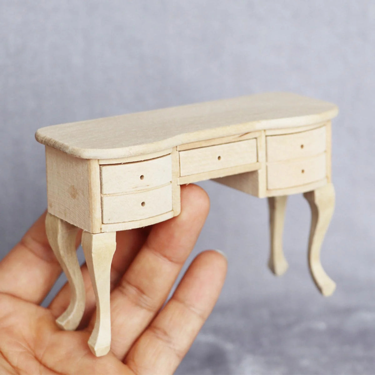 Unpainted Wooden 1:12 Dollhouse Miniature Desk Y914