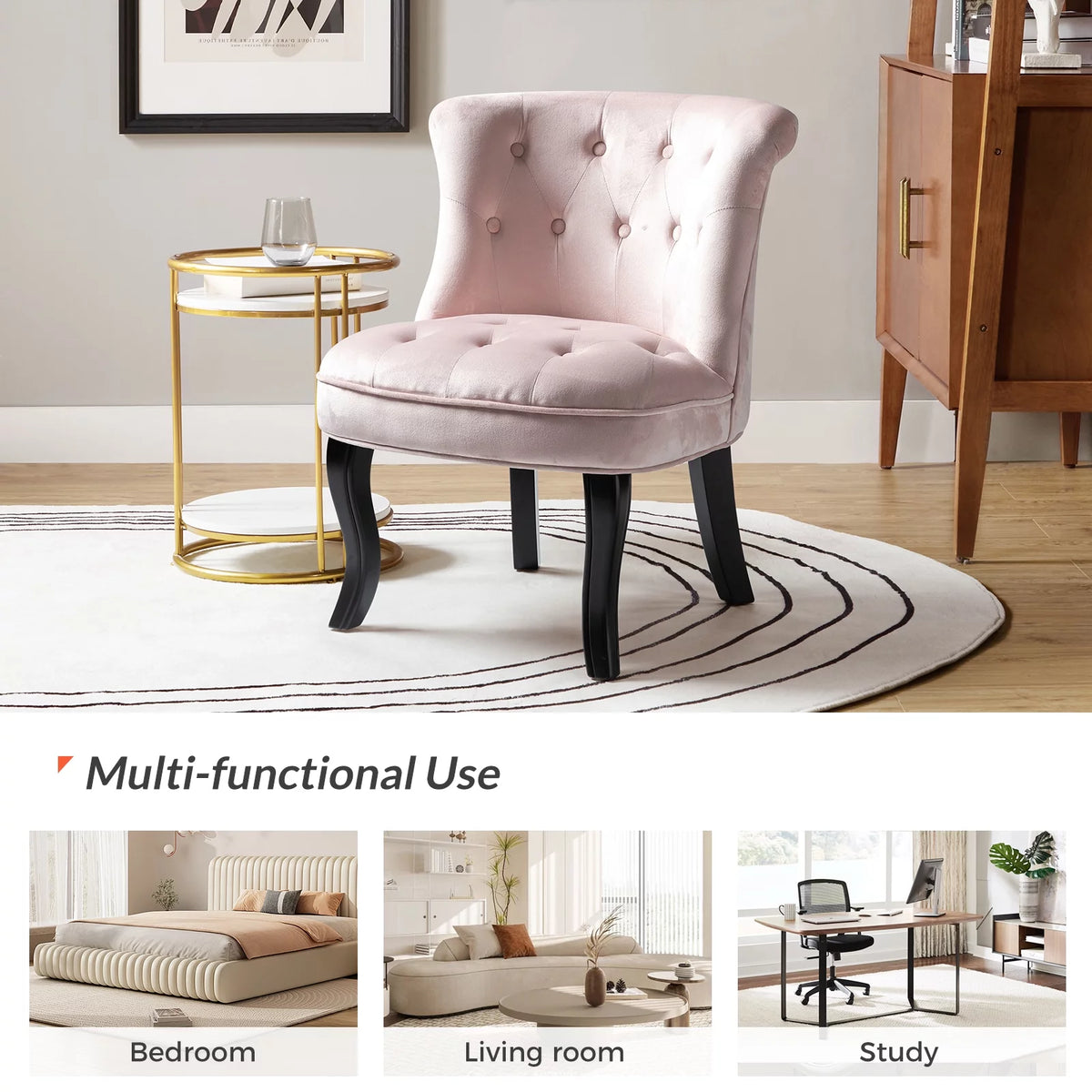 Velvet Tufted Wingback Chair Set of 2 Z481
