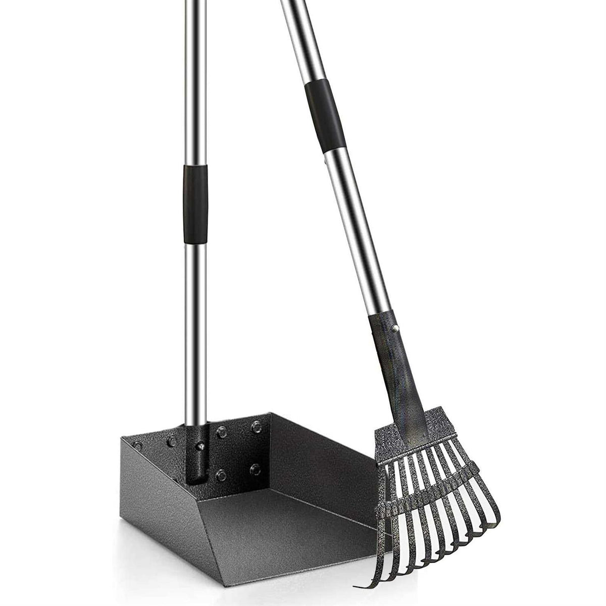 Durable Dog Poop Scoop Long Handle Tray and Rake Set D301
