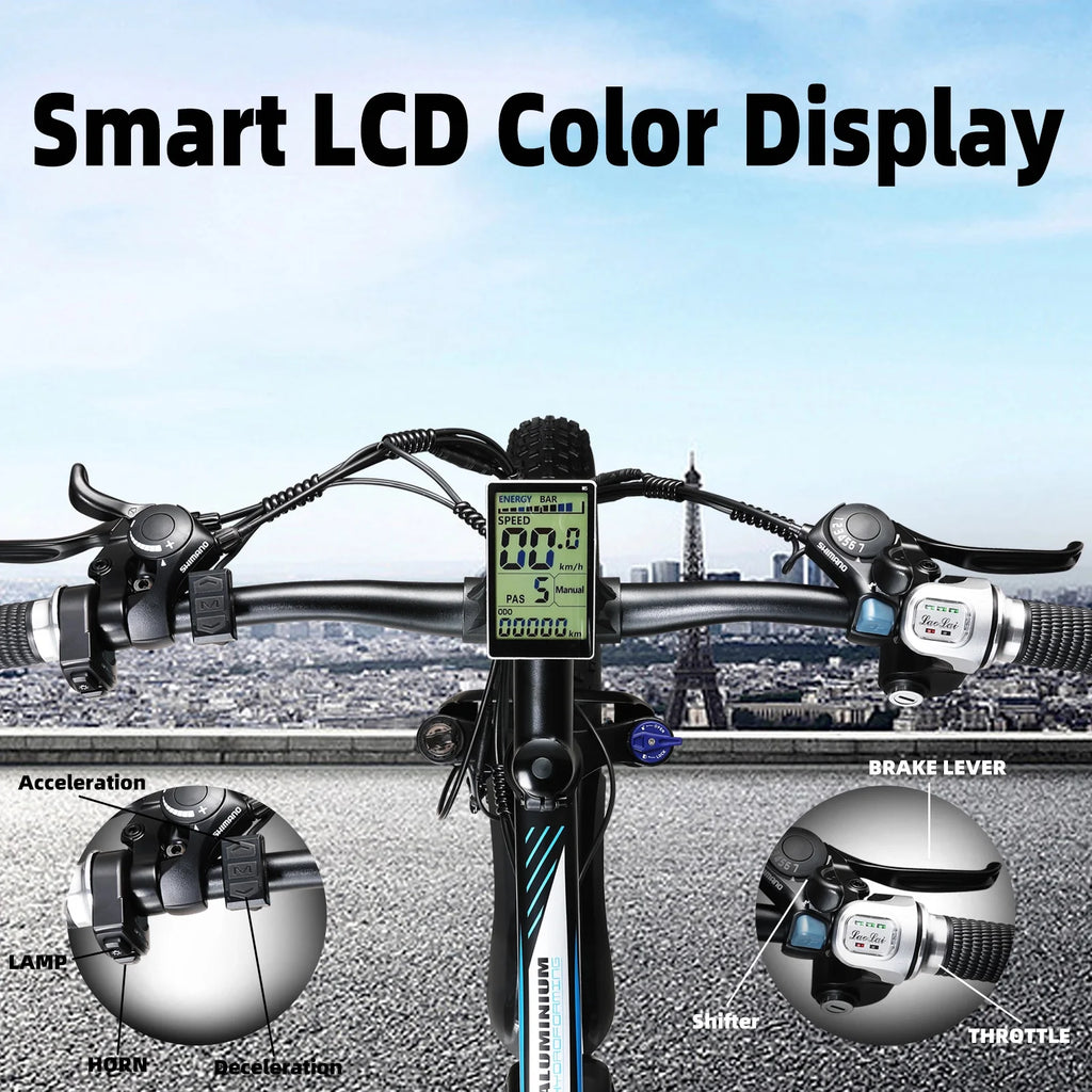 750W 48V 13AH Removable Battery 26" Fat Tire Electric Bike U394966