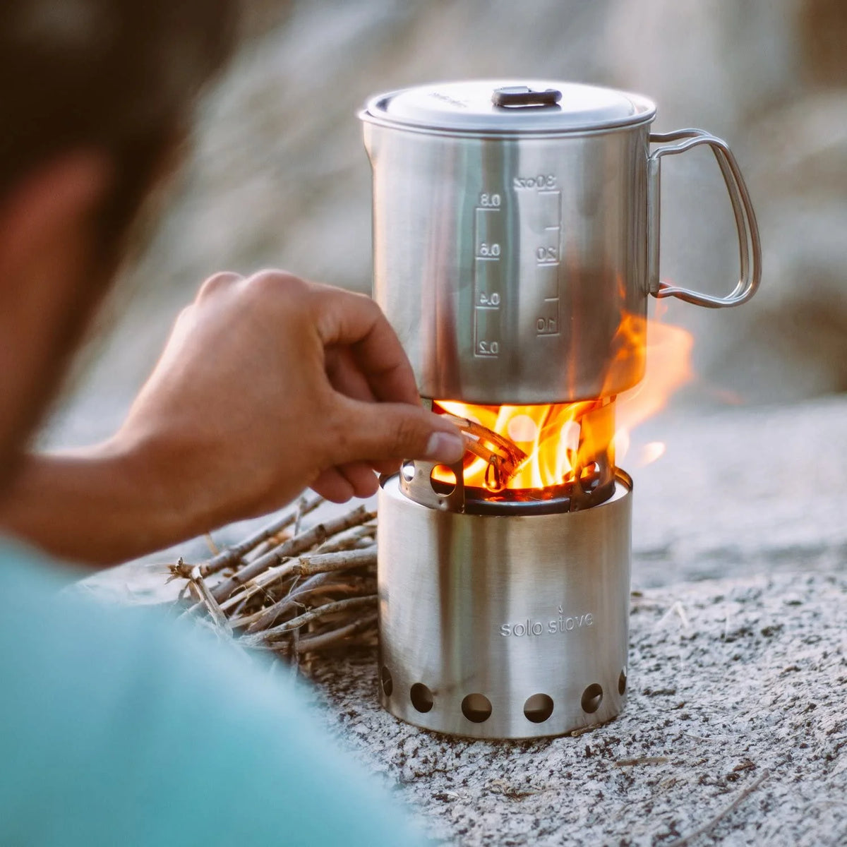 Portable Wood Burning Campstove with 900 ml Pot, 304 Stainless Steel, Compact F699