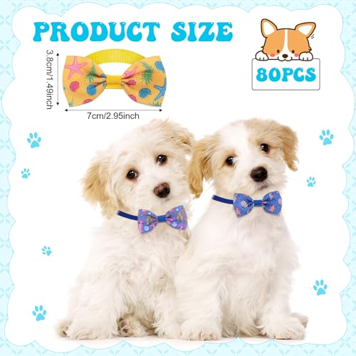 80 Pcs Dog Bow Ties Assorted Pattern D6584