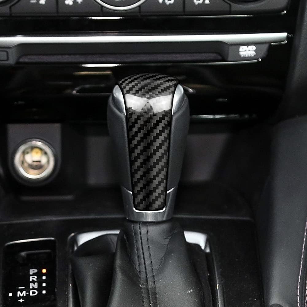 2pcs Carbon Fiber Car Gear Shift Knob Cover Handle Sticker Interior Trim V30498