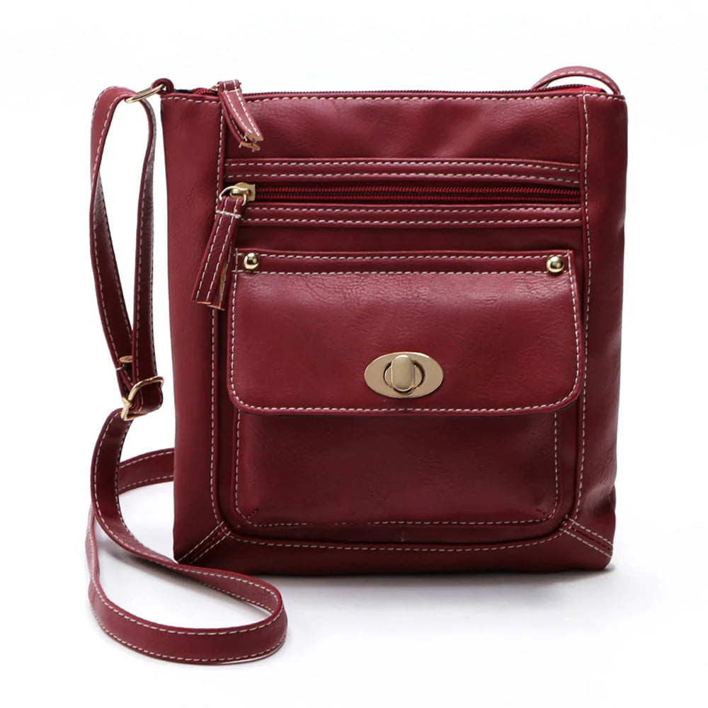 Black Leather Crossbody Satchel Bag U43007