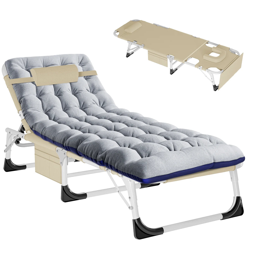 Portable Folding Camping Cot Bed with Mattress & Pillow J251136