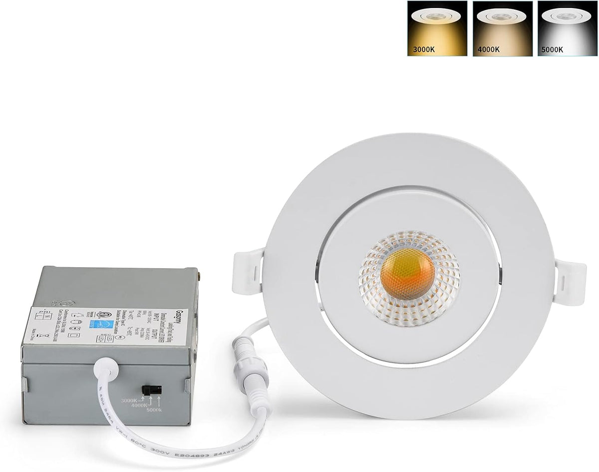4 Inch Ultra-Thin Adjustable LED Recessed Lighting with Junction Box, 9 Watts 750lm Dimmable, 4pack F42873