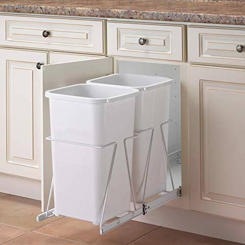 White Double Pull-Out Trash Can U1641