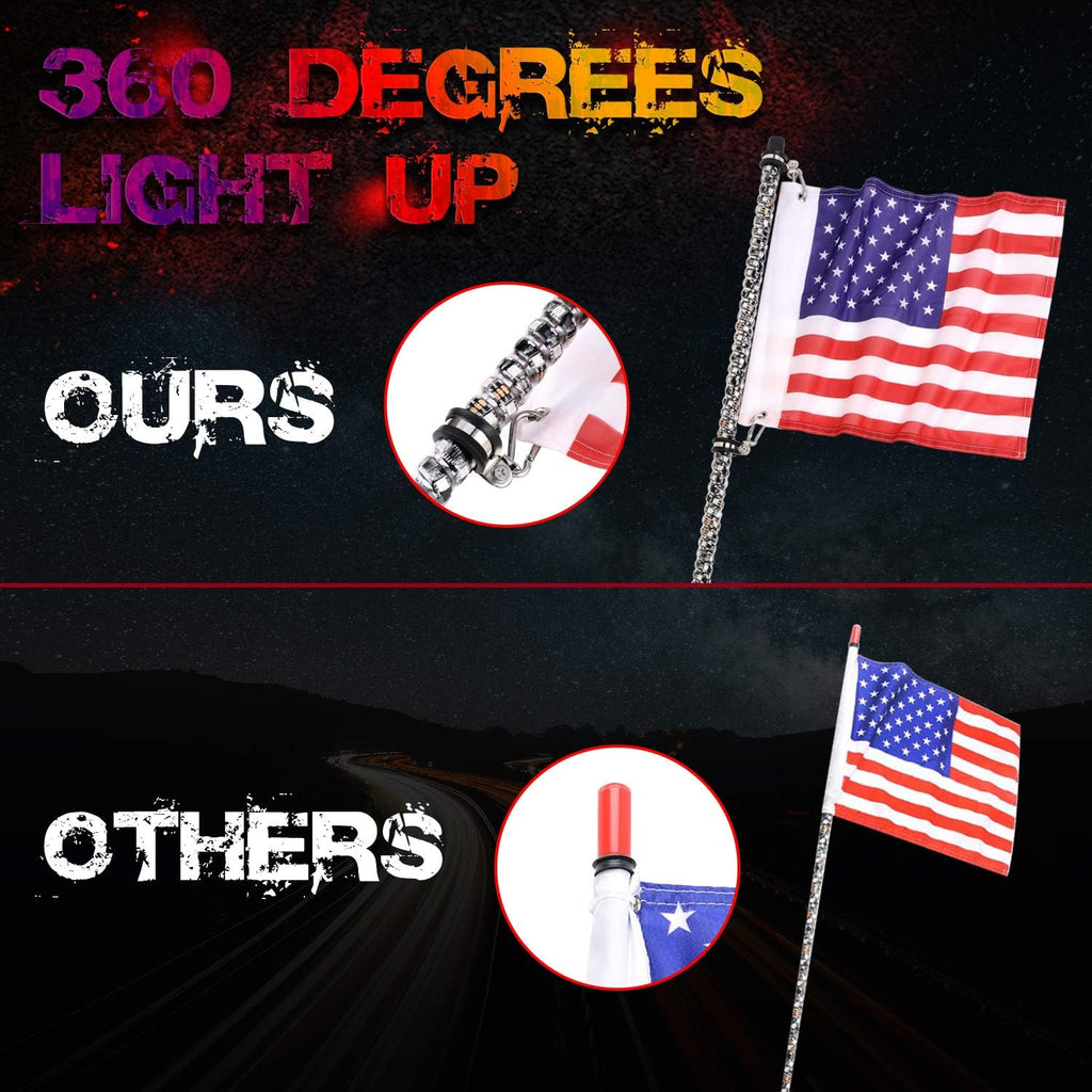 2PCS 3FT RGB Spiral LED Whip Lights for UTV ATV Offroad Trucks L209
