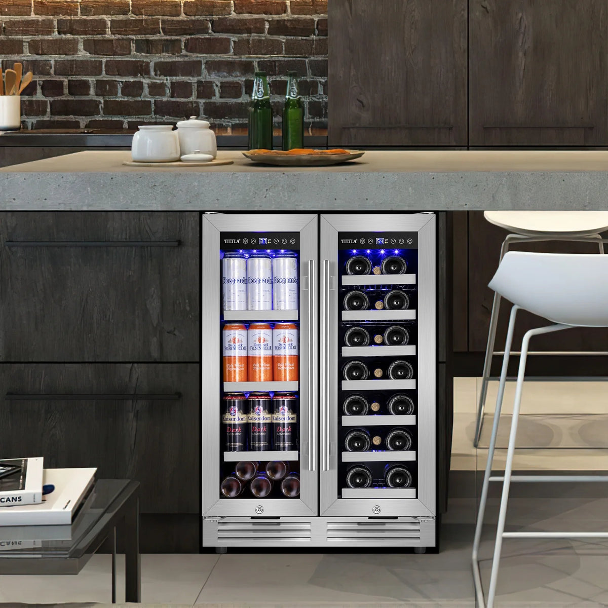 Built in Wine Cooler Beverage Cooler 18-Wine Bottles and 57 Cans Dual Zone K783