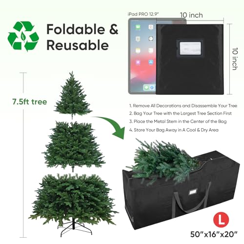 7.5 ft Christmas Tree Storage Bag with Handles and Zippers C84260