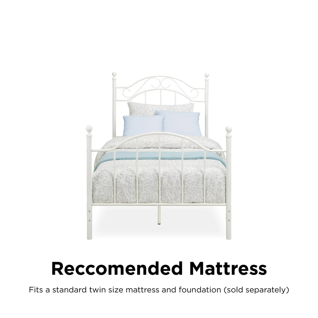 White Twin Size Metal Bed M8766