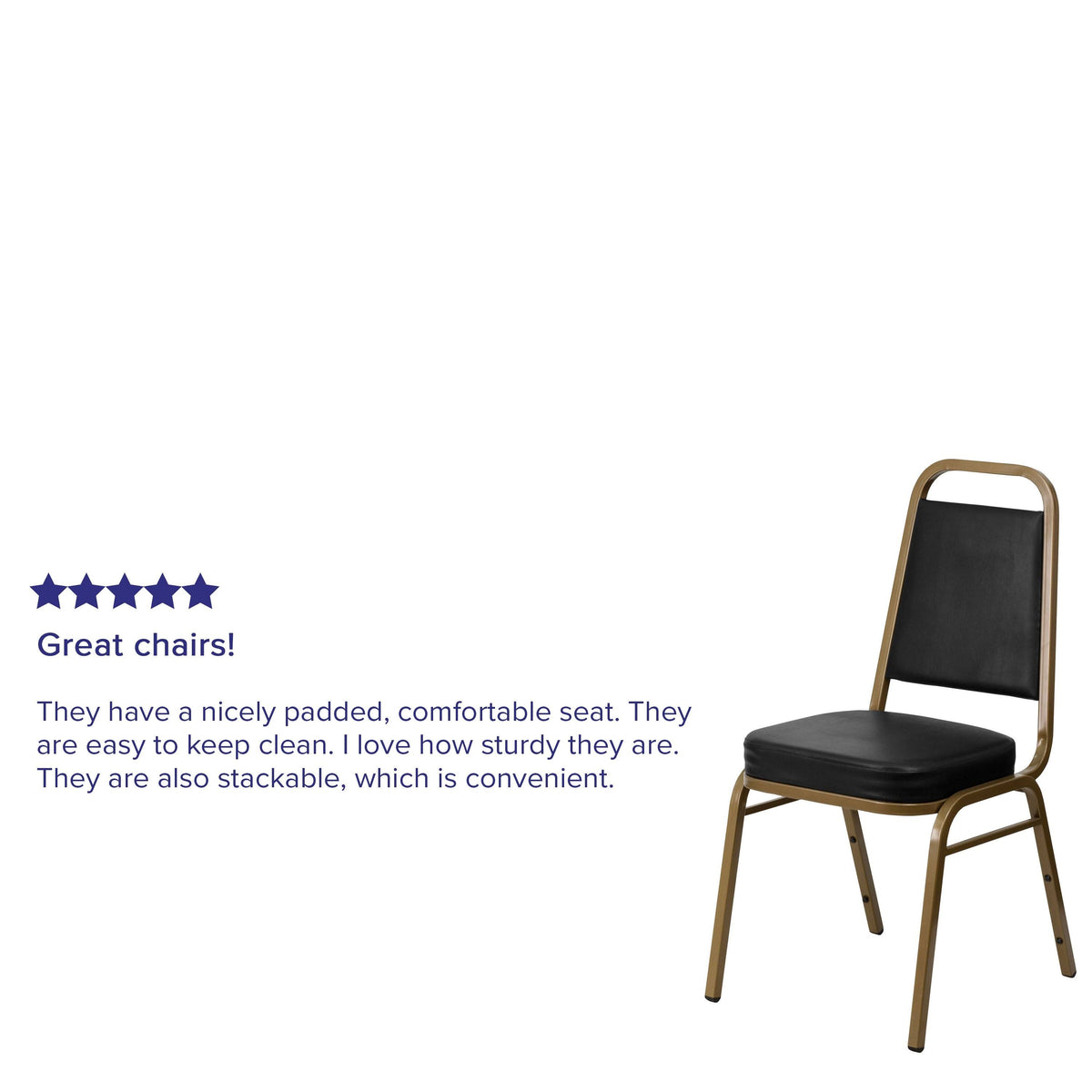 Black Vinyl Stacking Banquet Chair with Gold Frame G16431