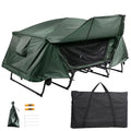 Green Double Tent Cot Folding Portable Waterproof Camping Bed for 2 Person with Rain Fly Bag P94810