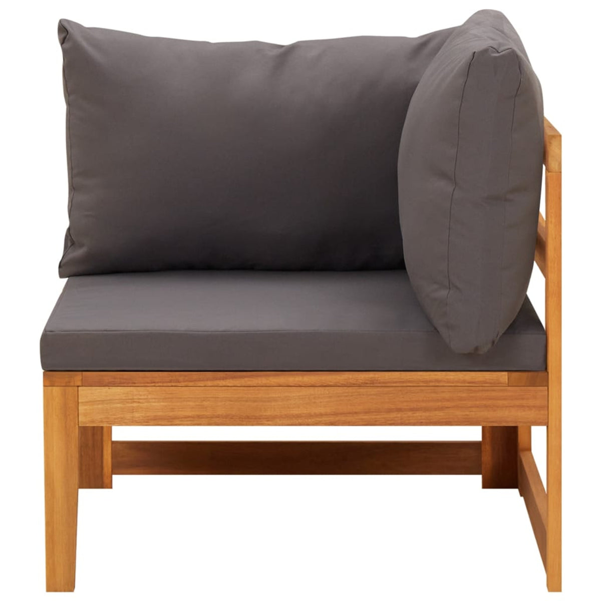3 Piece Dark Gray Cushioned Corner Sofa and Table Acacia Wood Sectional Outdoor Furniture Set N503