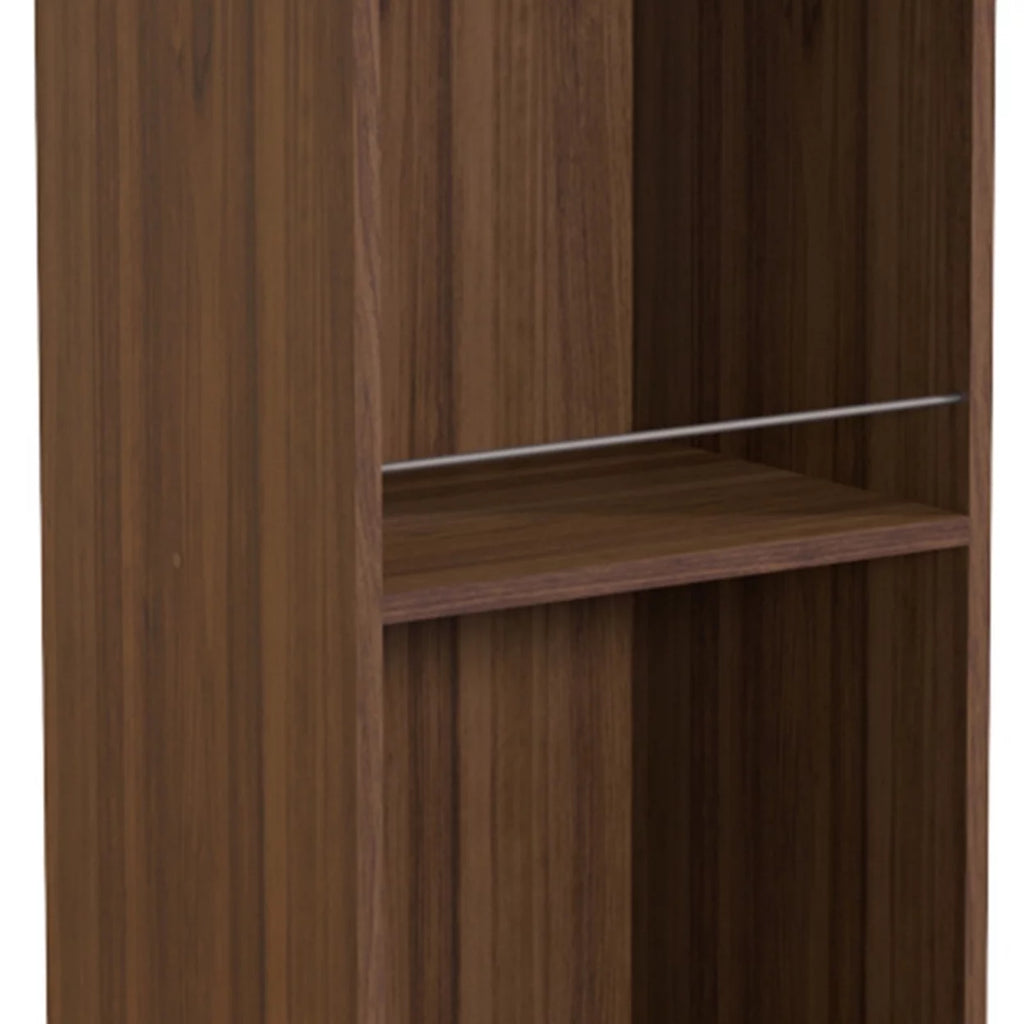 34 Inch 3 Tier Wooden Curio Cabinet Dark Brown J201