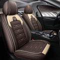 Beige-Brown Leather Car Seat Covers 5 Seats Full Set S396