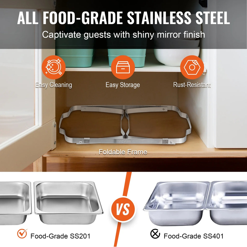 9L Stainless Steel Full Size Rectangular Chafing Dish 4 Packs G43821