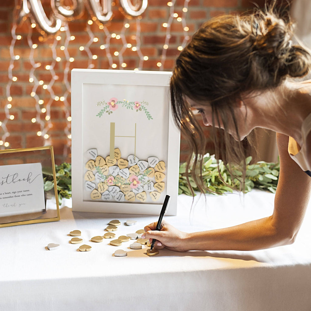 Floral Heart Drop Guestbook P9674