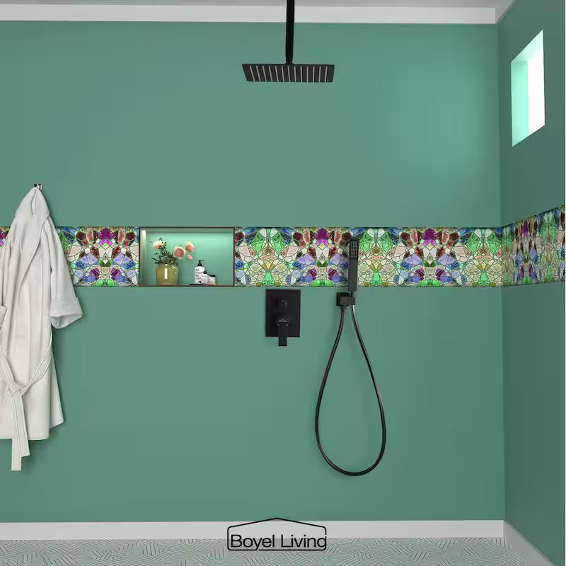 12 in. Ceiling Mount Dual Shower Heads with Pressure Balance Valve in Matte Black I430