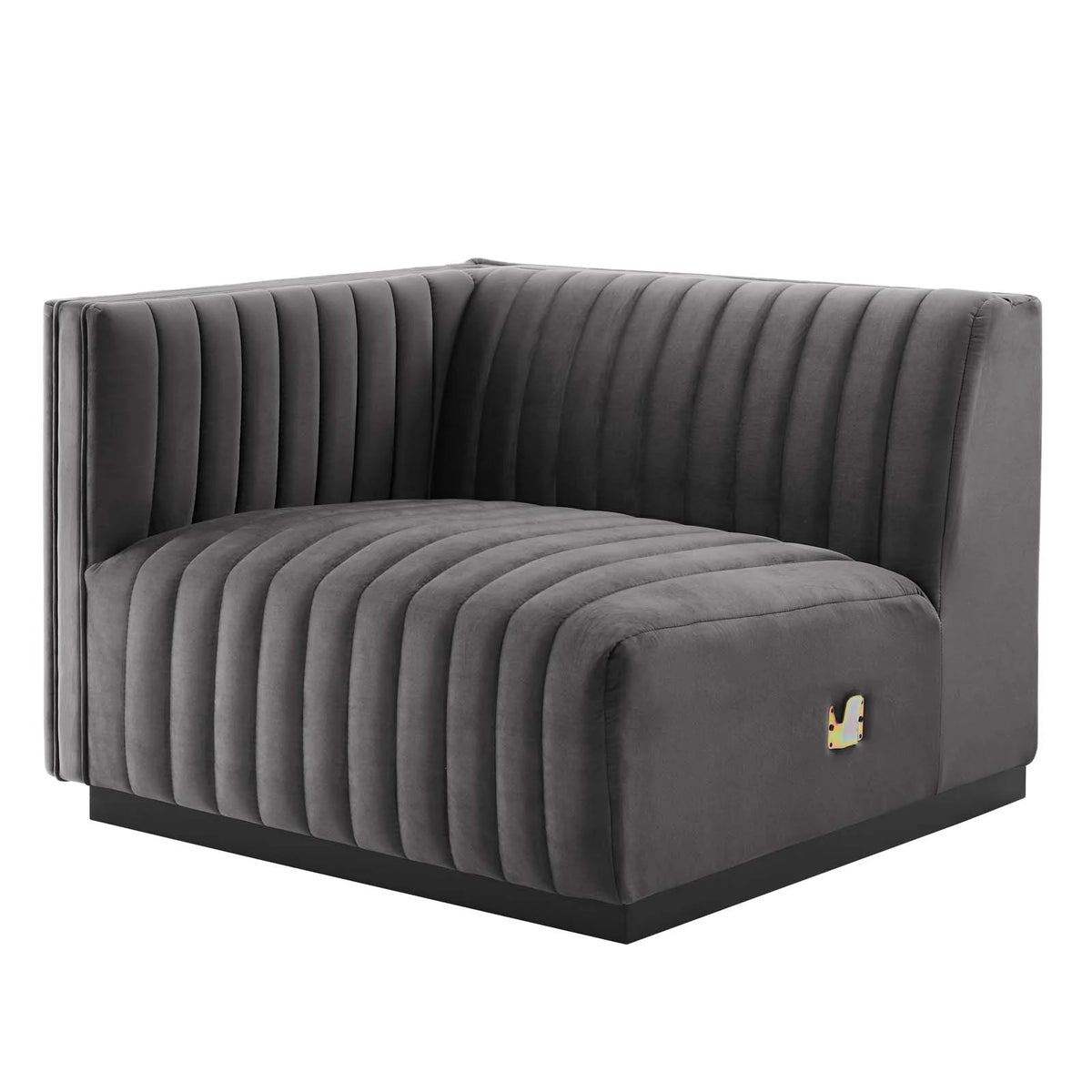 Black Gray Performance Velvet Sofa L25533