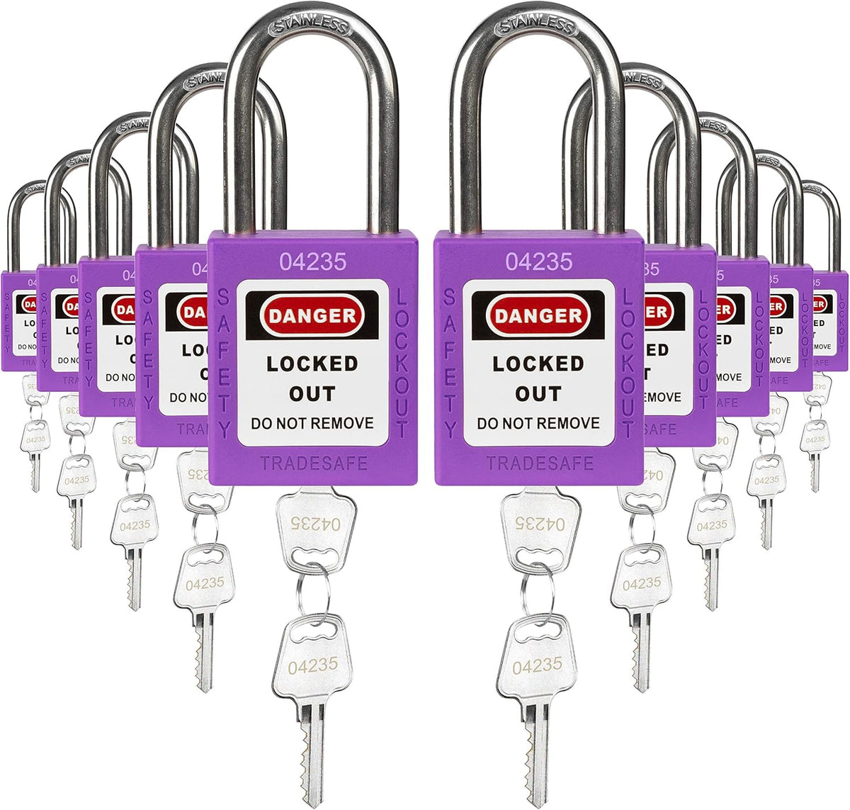 7-Pack Keyed Alike Red Padlocks Y4754