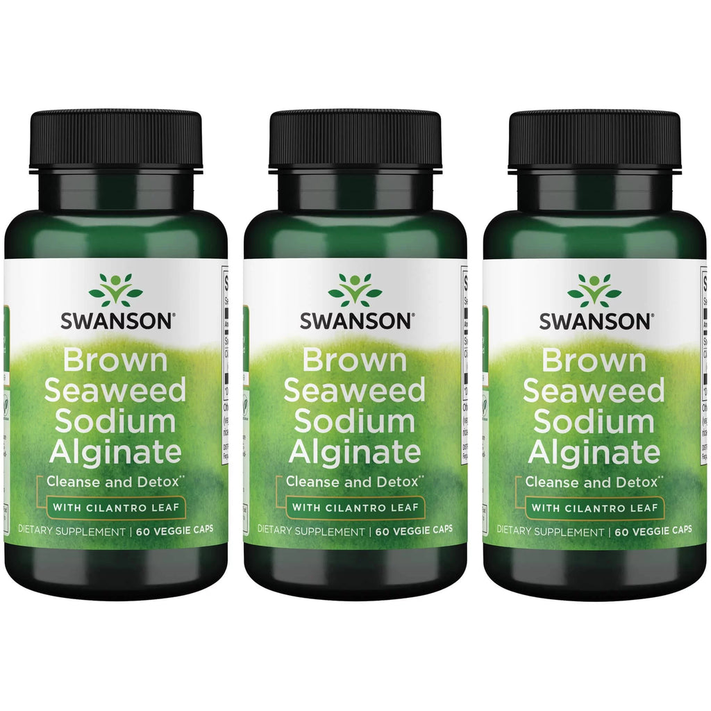 Brown Seaweed Sodium Alginate with Cilantro Leaf 60 Veg Caps 3 Pack A1844