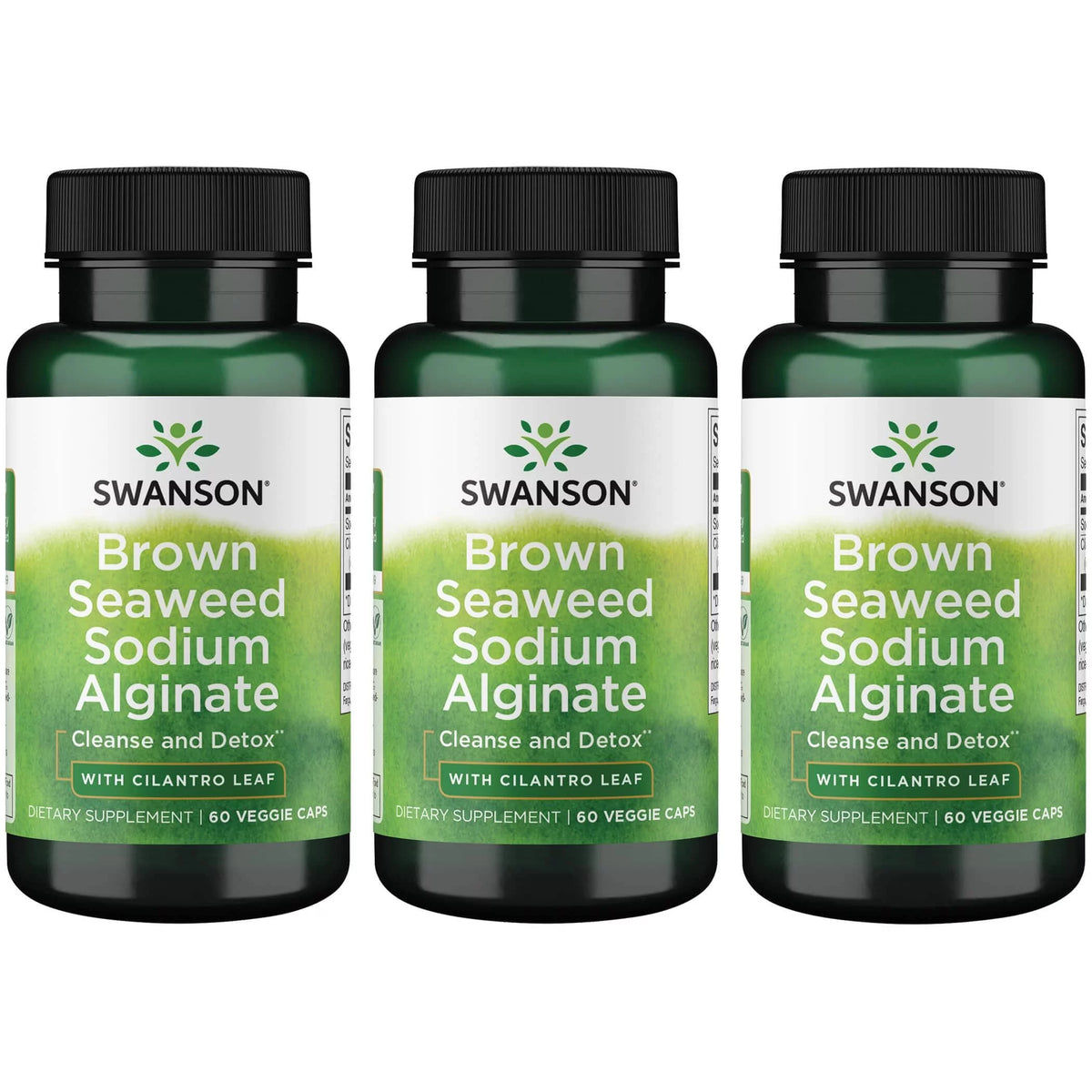 Brown Seaweed Sodium Alginate with Cilantro Leaf 60 Veg Caps 3 Pack A1844