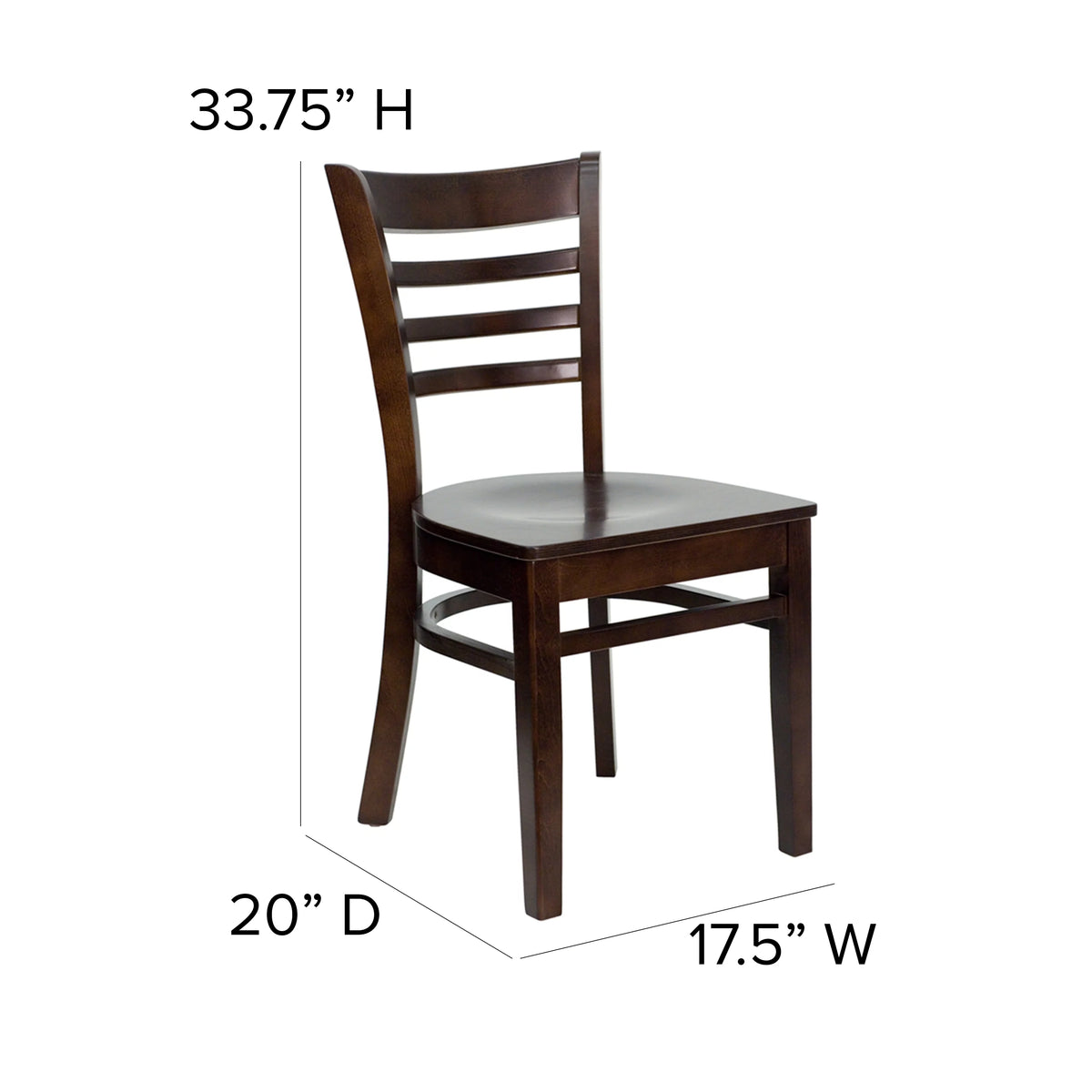 Ladder Back Walnut Wood Restaurant Chair M125601