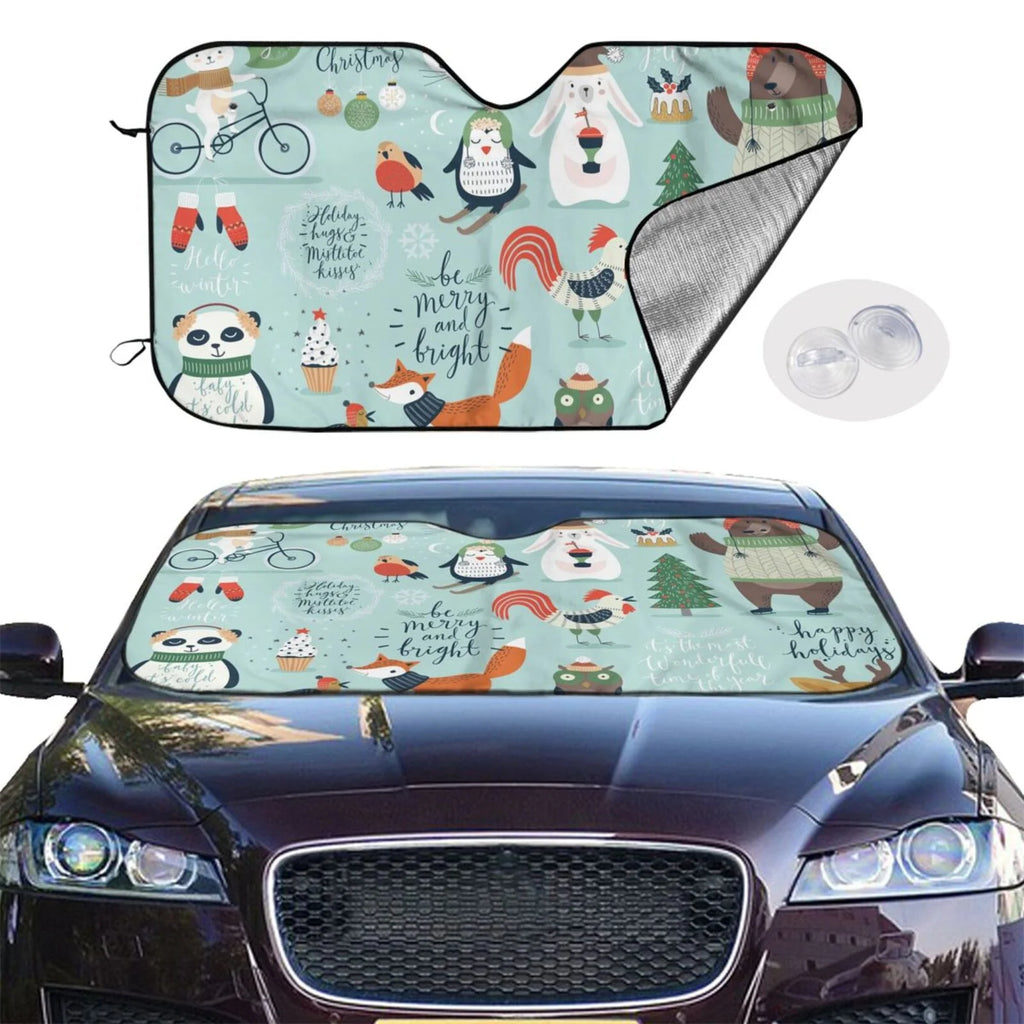 Christmas Winter Animals Windshield Sun Shade X988
