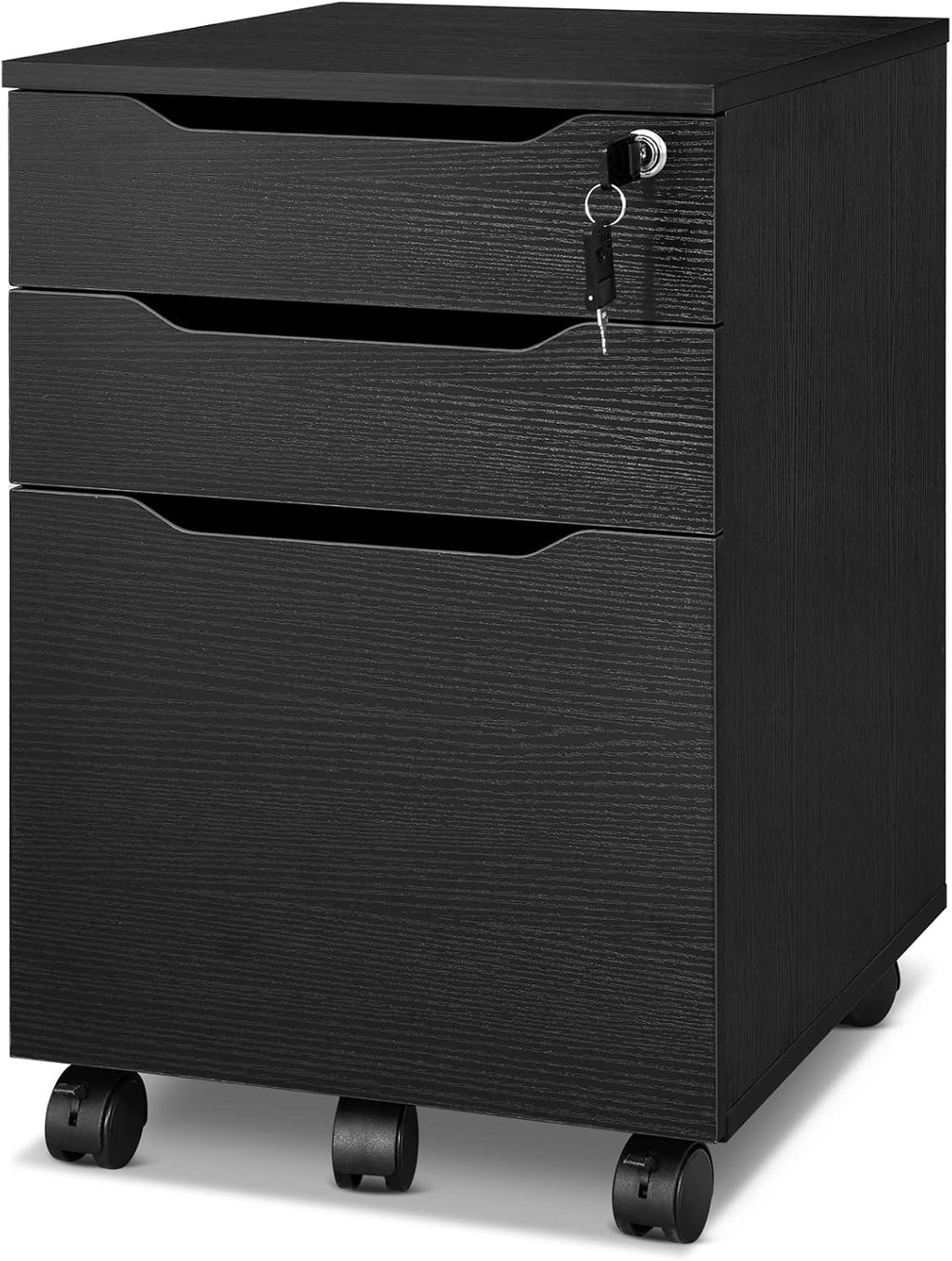 White 3 Drawer Mobile File Cabinet with Lock & Wheels K55822