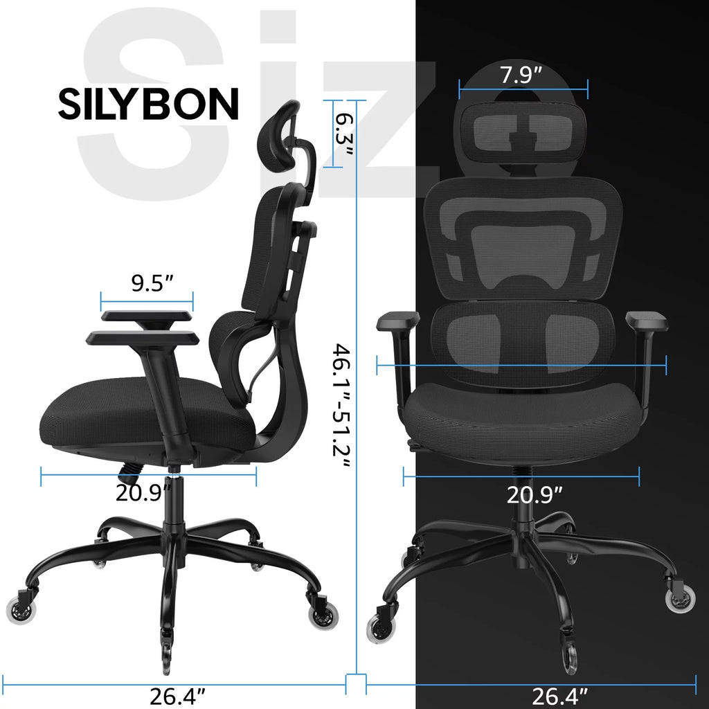 Black Ergonomic Mesh Office Chair with Lumbar Support and Wheels G898940