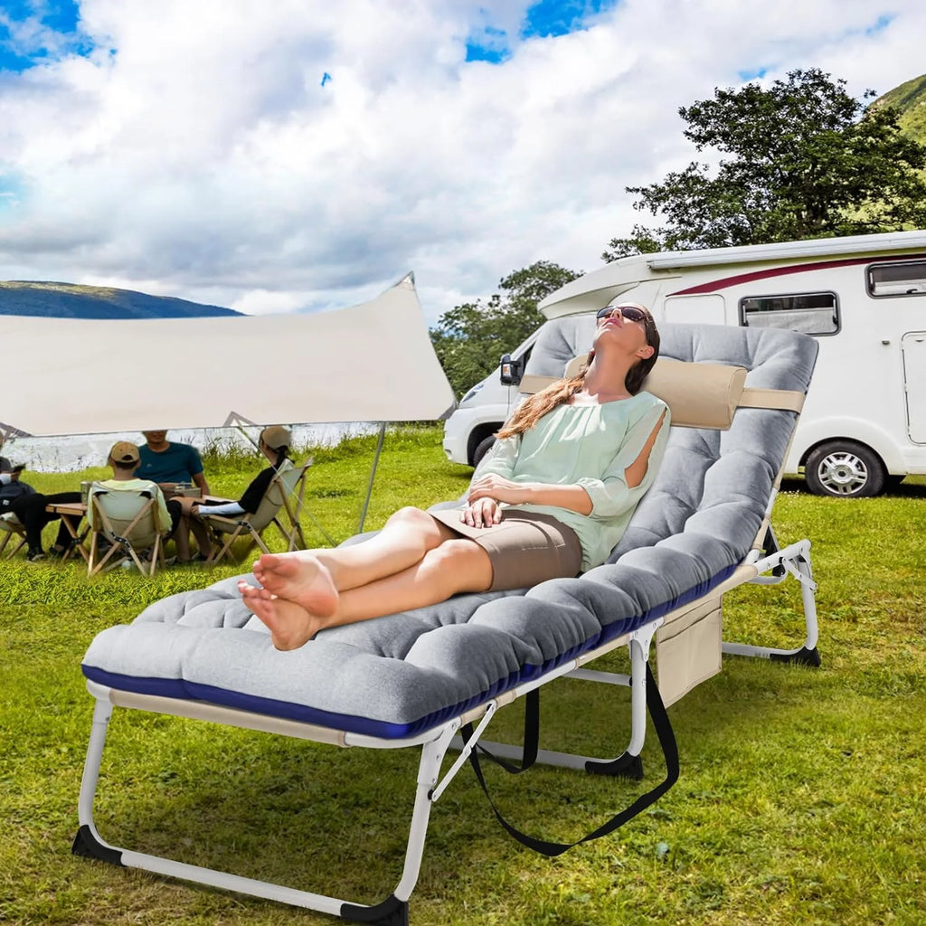 Portable Folding Camping Cot Bed with Mattress & Pillow J251136