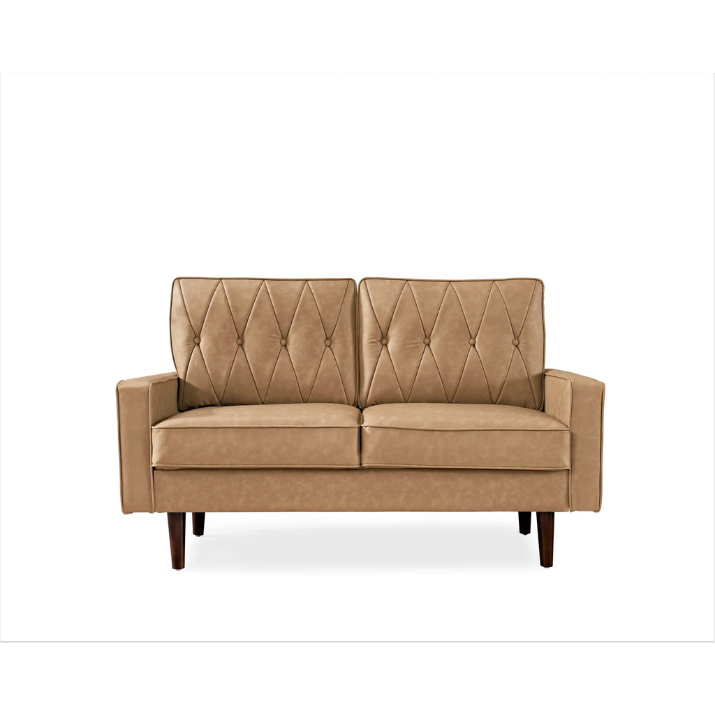 Black Faux Leather Cushion Back Loveseat J26497