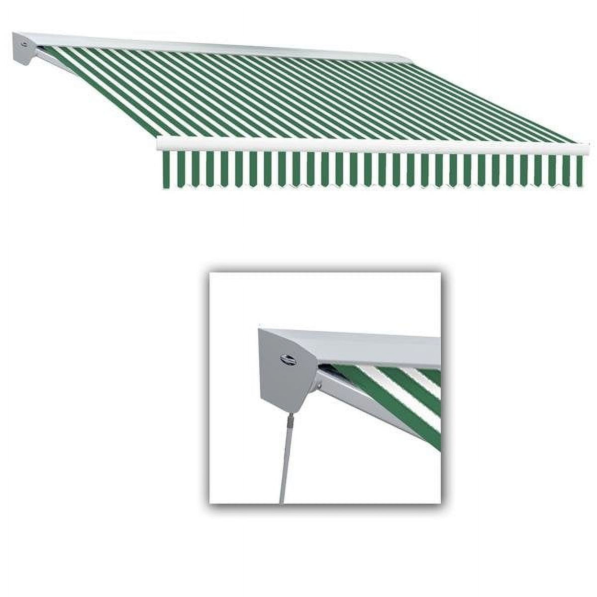 24 ft. Manual Retractable Awning, Forest Green & White D9875