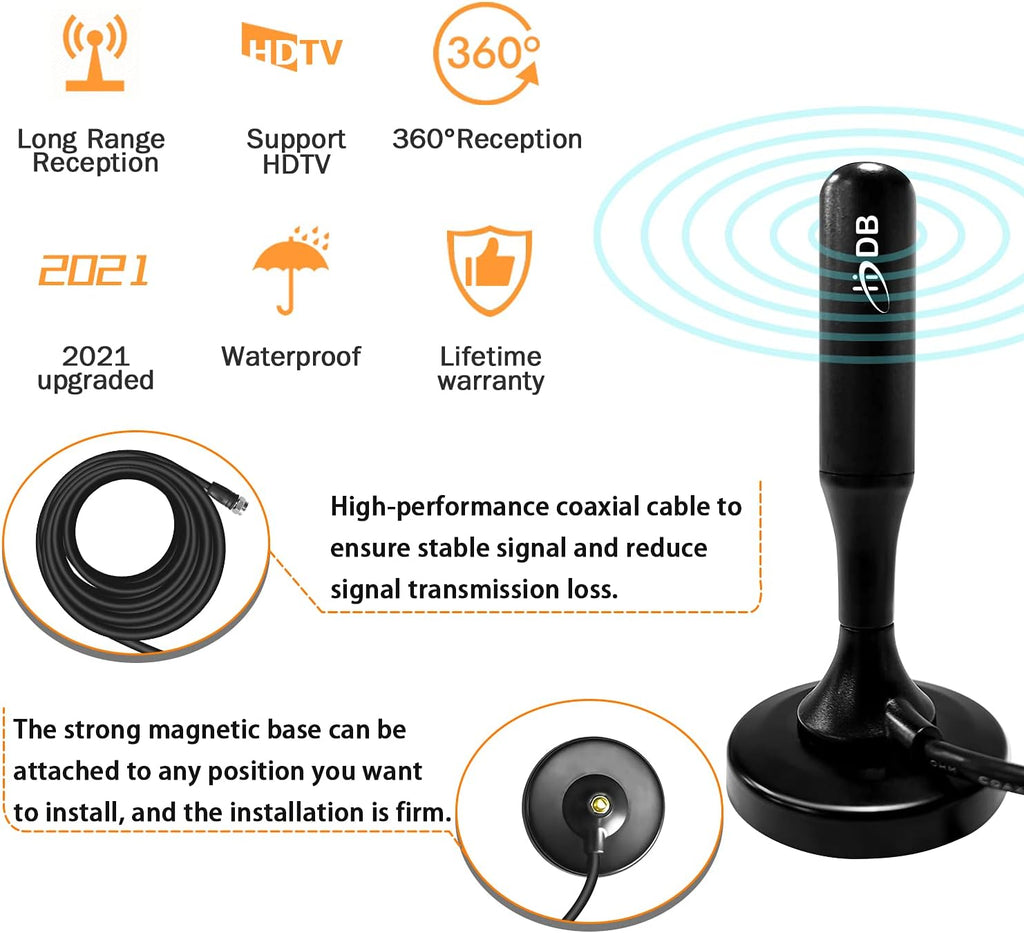 TV Antenna, 360° Reception, 120 Miles Range, 4K 1080p H434