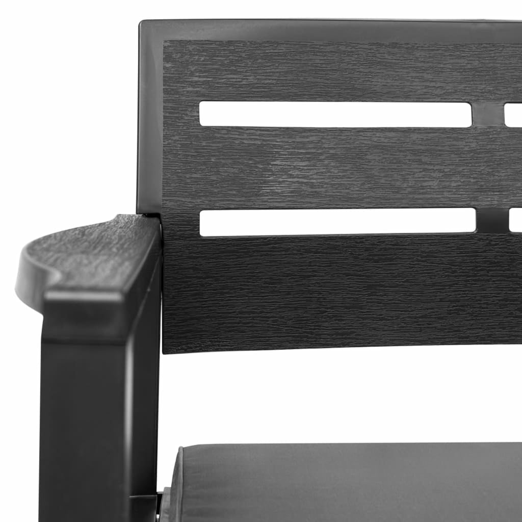 4 Piece Patio Lounge Set with Cushions, 2 Armchairs and Coffee Table Plastic Outdoor Sectional Sofa Set G245