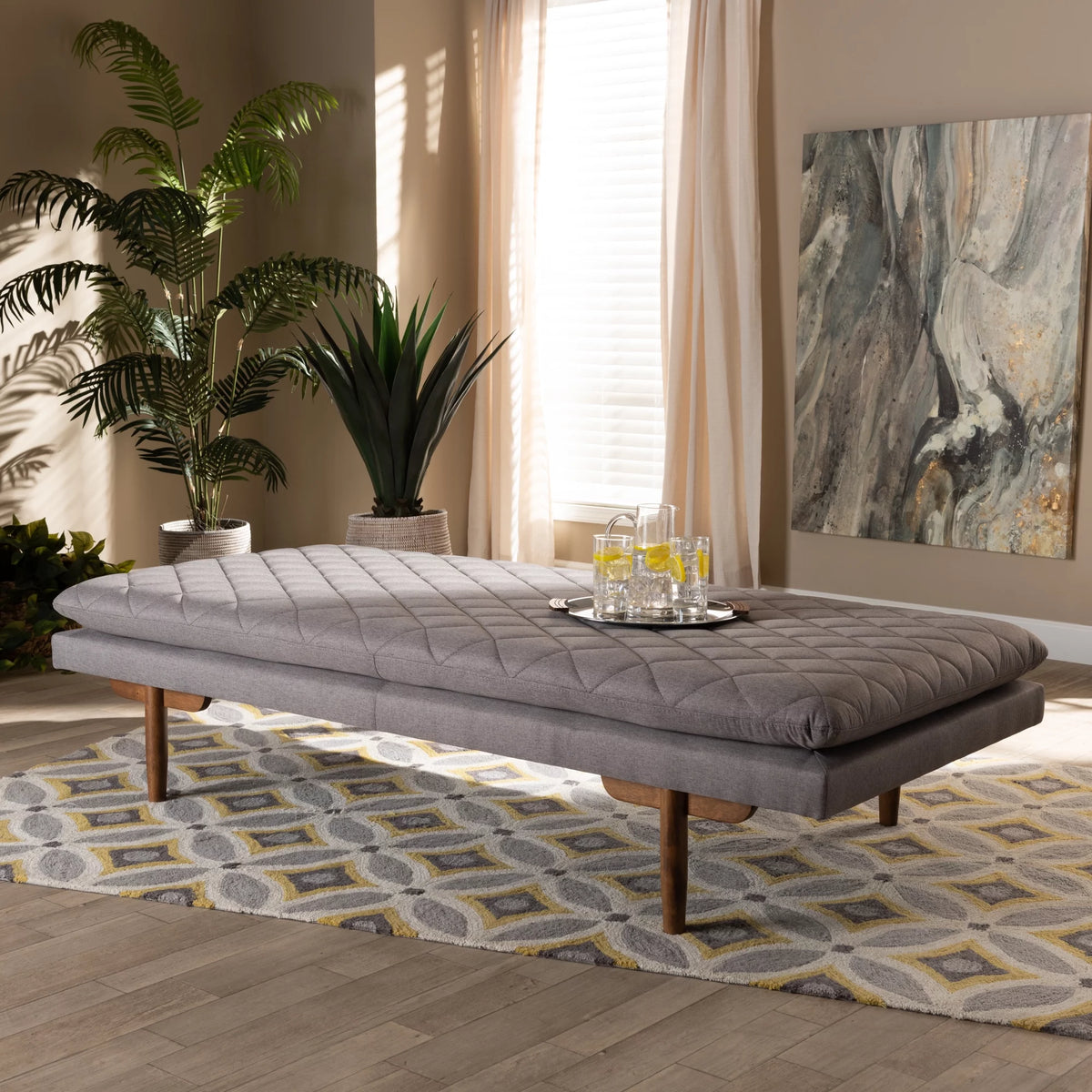 Gray Fabric Upholstered Wood Daybed N2255