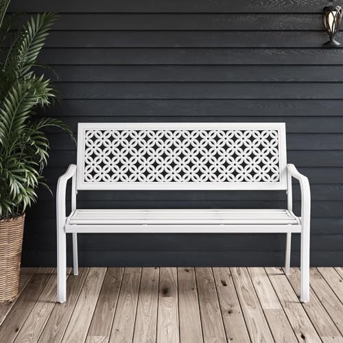 50" Black Metal Outdoor Bench X553969