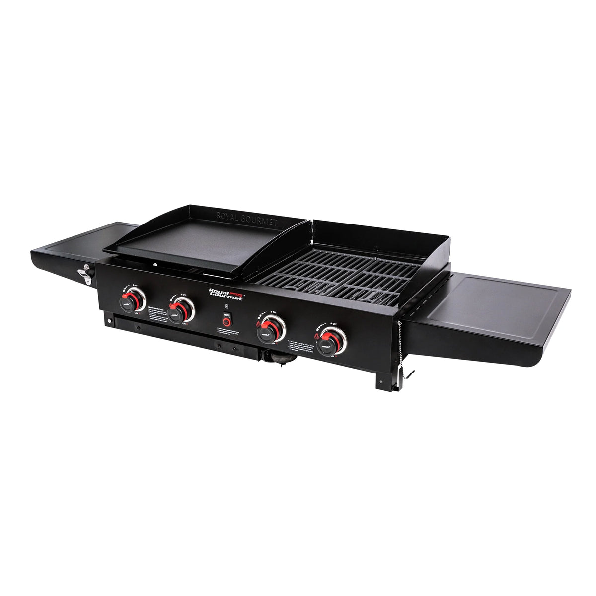 4-Burner Portable Flat Top Gas Grill and Griddle Combo with Folding Legs, Black S916