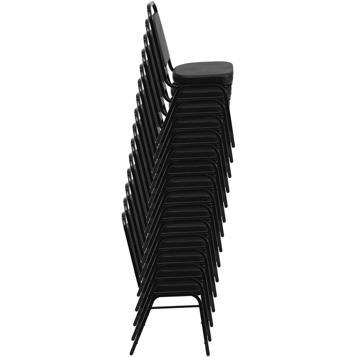 Black Vinyl Stacking Banquet Chair with Gold Frame G16431