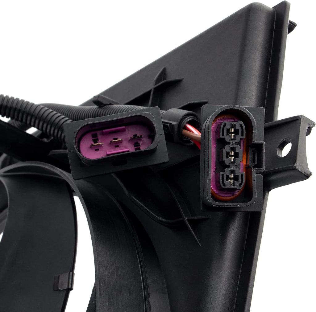 Dual Radiator Cooling Fan Assembly for 1998-2005 Volkswagen Beetle 1.8L 1.9L 2.0L with 3 Prong Wire Plug P588220