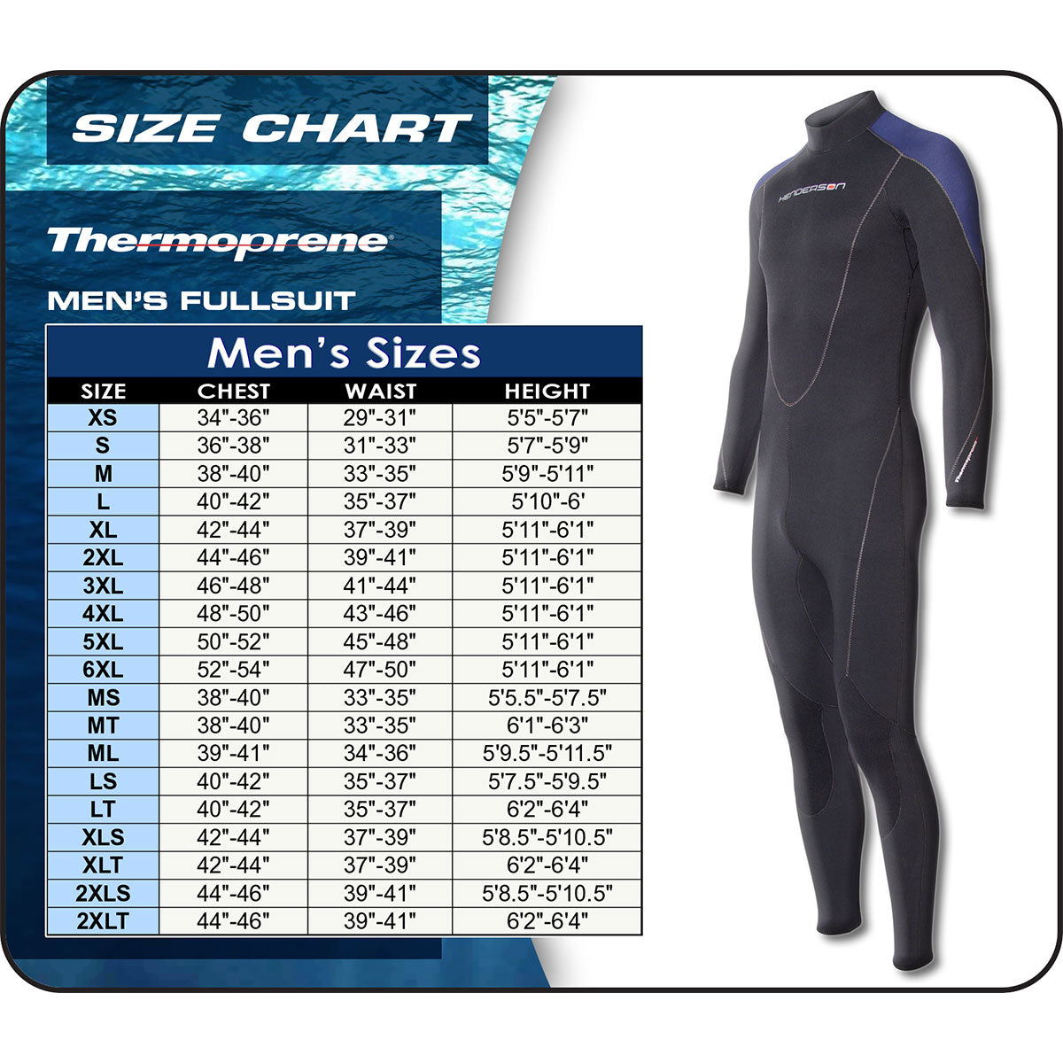 5mm Thermoprene Men's Full Wetsuit W2757